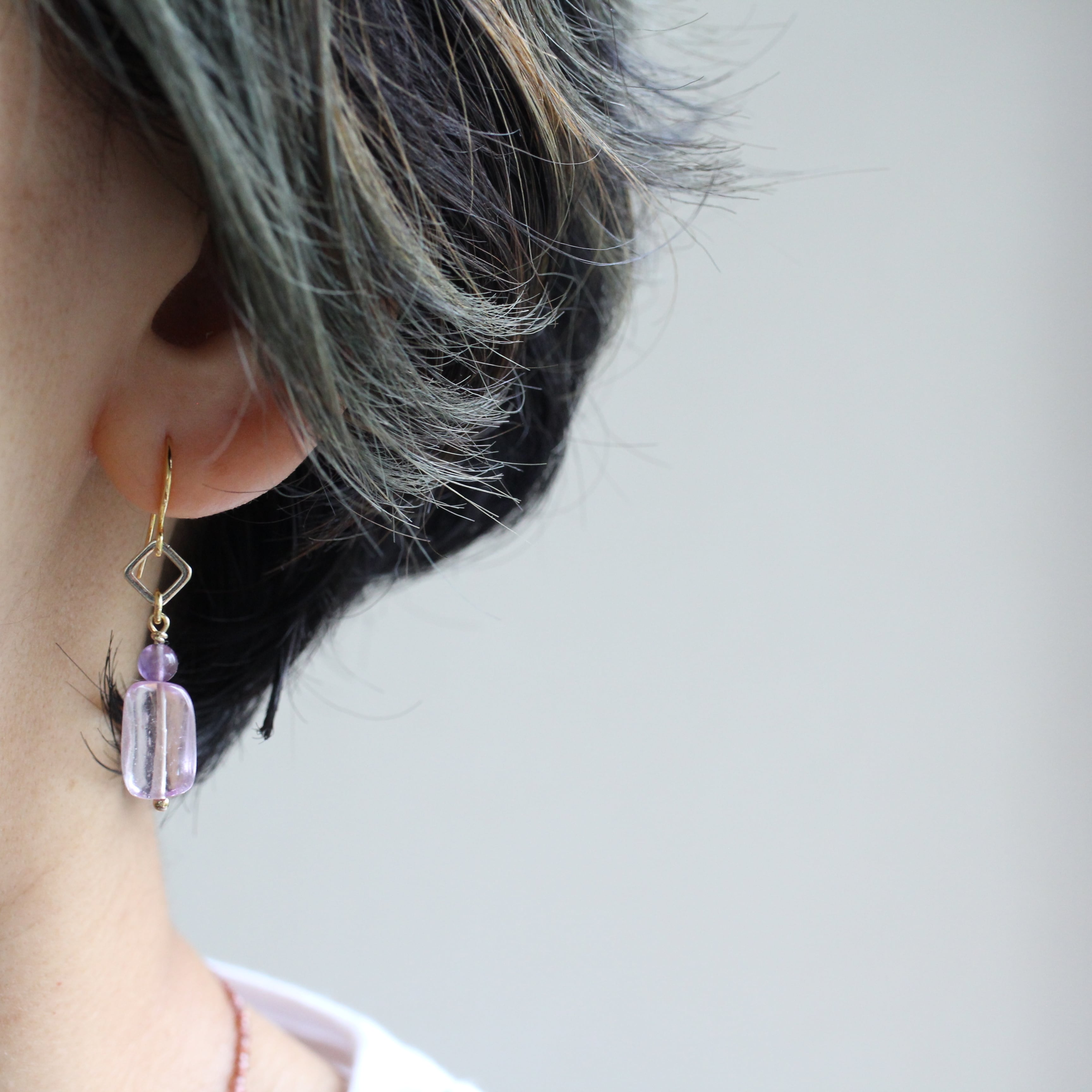 クンツァイト ＆アメジストのピアス 14kgf 【公式通販】