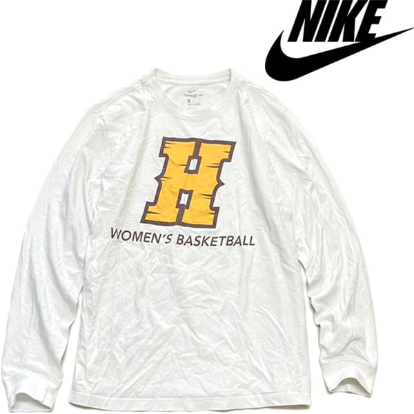 1点物◇ナイキNIKE白バックプリント長袖ロンTシャツ古着メンズML