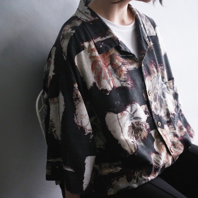 dark art pattern super big size pure silk h/s shirt