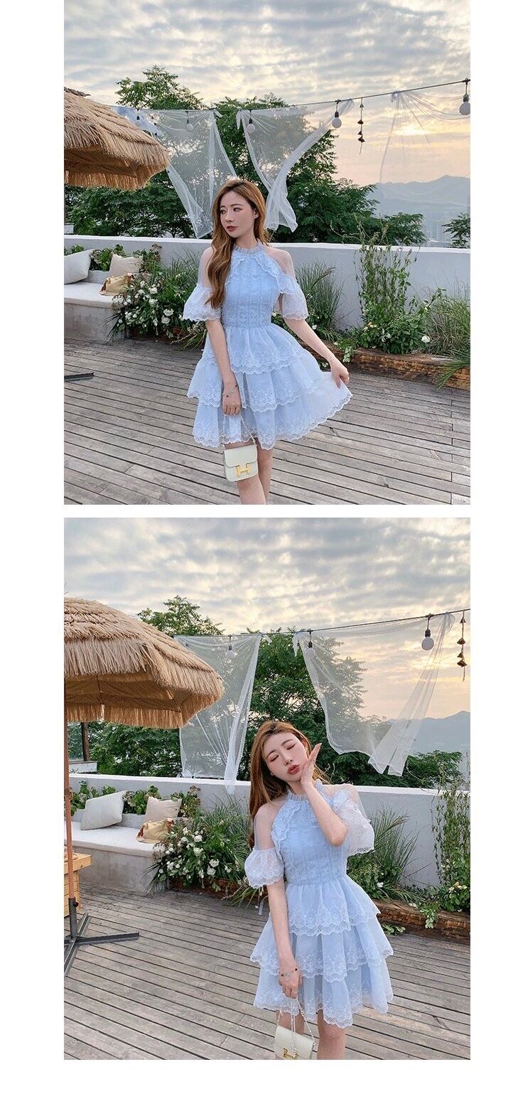 水色 ワンピース ガーリー ドレス ブルー XS 爽やか | LOVEYsmileSHOP