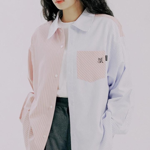 MIX COLOR STRIPE SHIRT_PINK