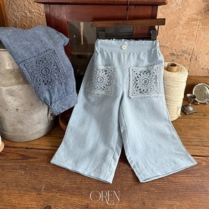 [Oren] Mare Lace Linen Denim Pants / [오렌] 마레레이스린넨청팬츠