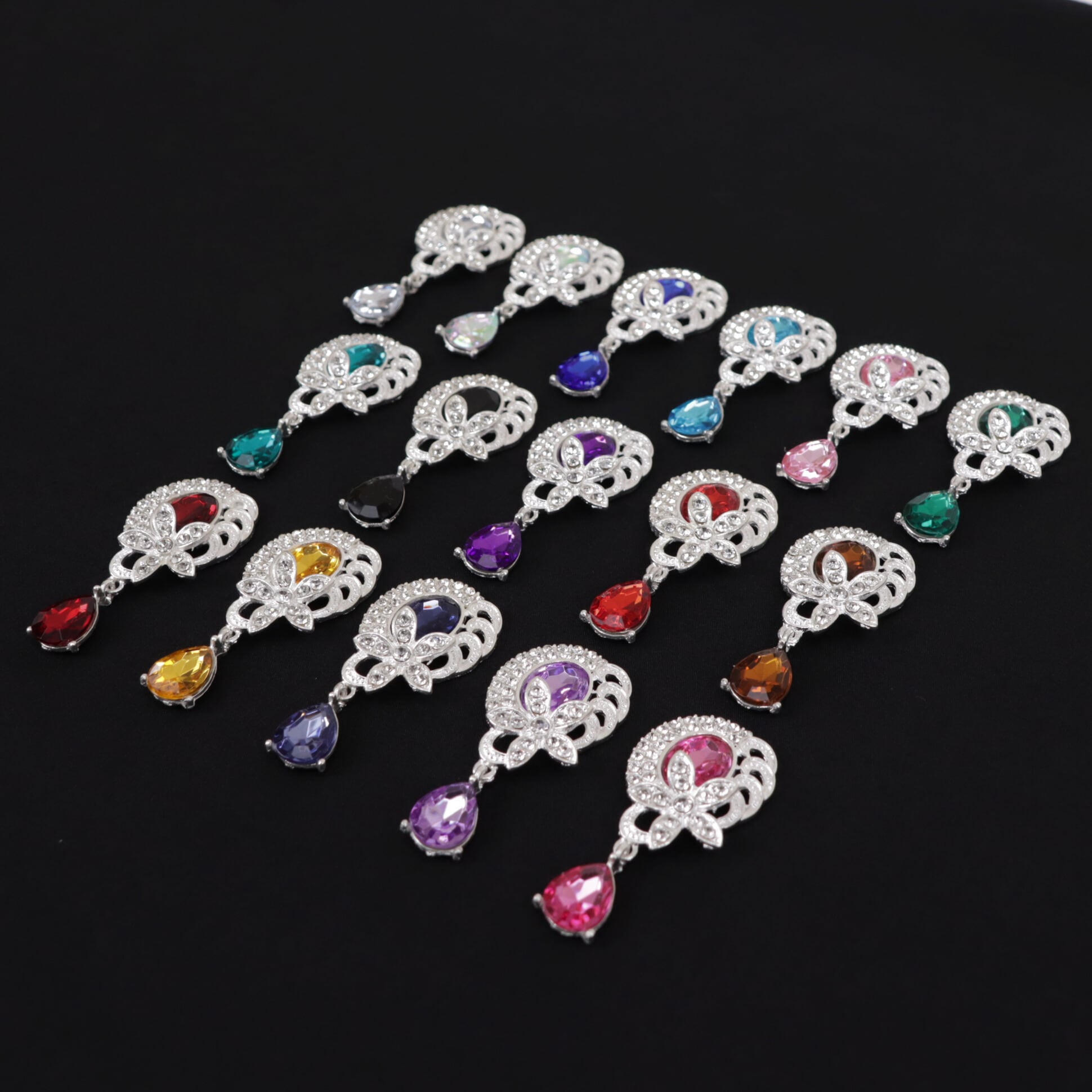 花 オーバル型 ドロップ パーツ シルバー 金属 ビジュー