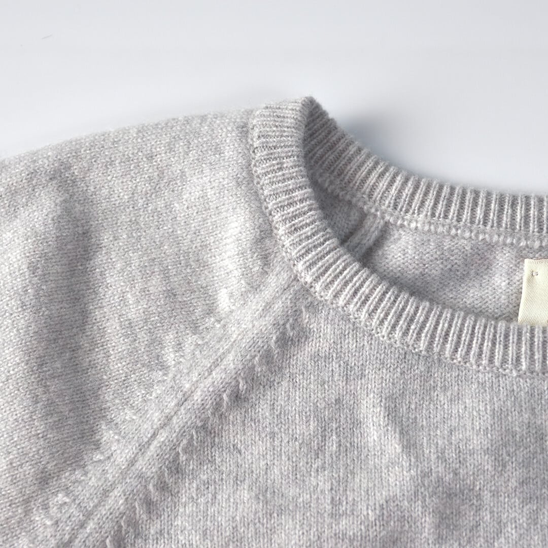 William Lockie ウイリアムロッキー ラムウールラグランプリントセーター "HIHALANDS ISLANDS"・グレイ【送料無料】