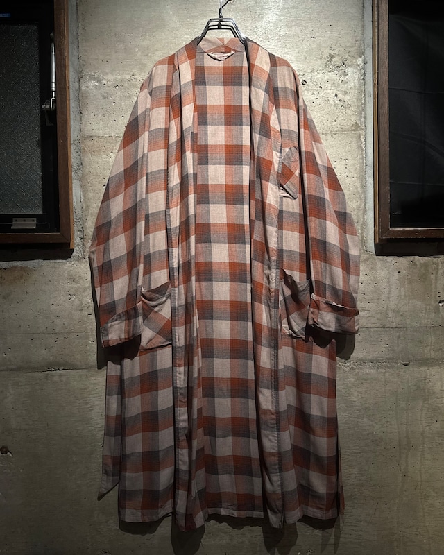 【Caka】50's “TOWNCRAFT” Vintage Check Long Gown Coat