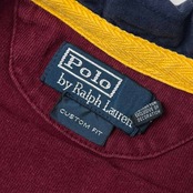 90s Polo by Ralph Lauren ポロ ラルフローレン CUSTOM FIT ビッグポニー ナンバリング 半袖 ポロシャツ ラガーシャツ M/ボルドー メンズ ビンテージ