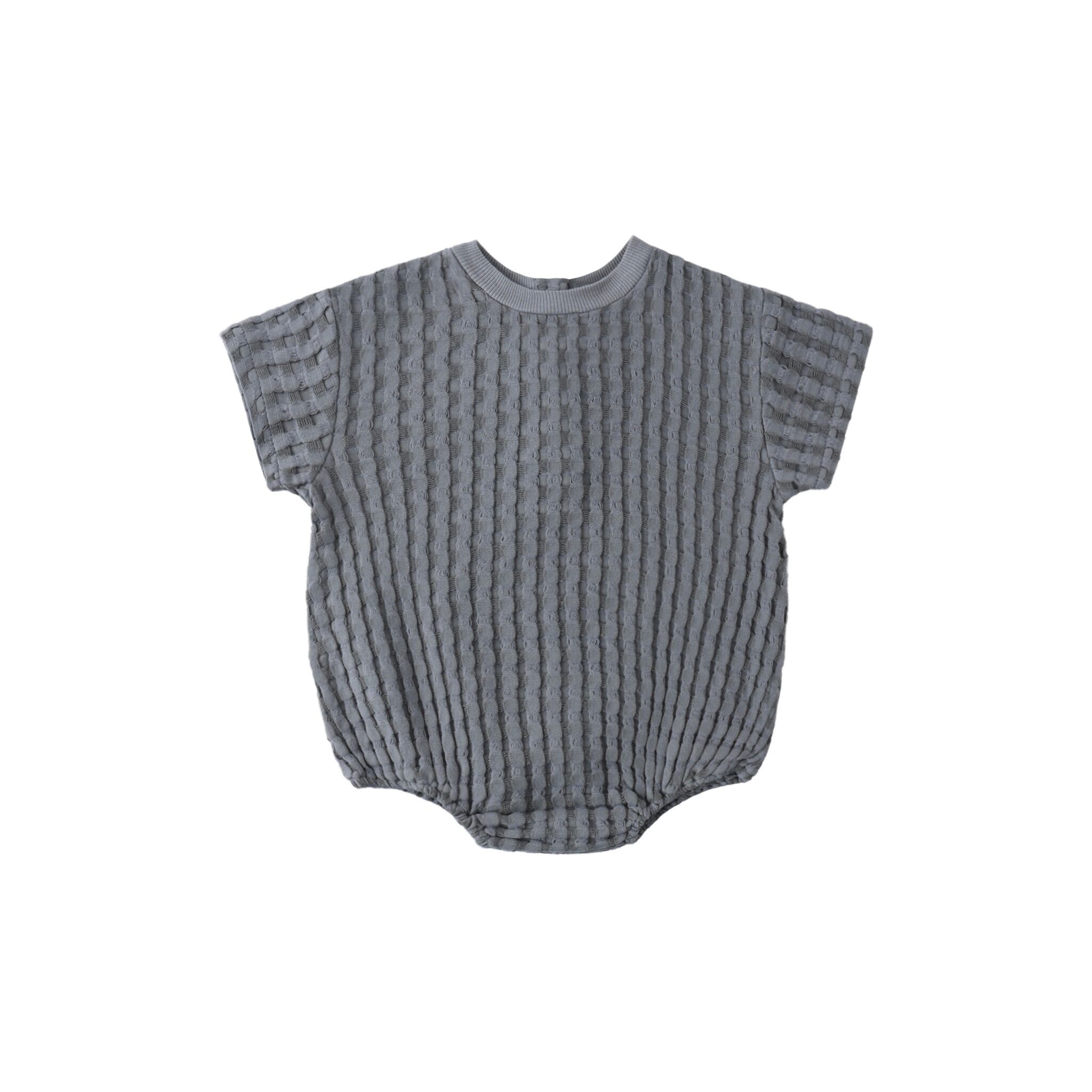 Quincy Mae(クインシーメイ) / 26ss RELAXED BUBBLE ROMPER / OCEAN / 6-12M・12-18M