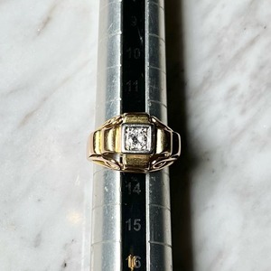 vintage c1940 french 18ct gold cocktail ring set with diamond