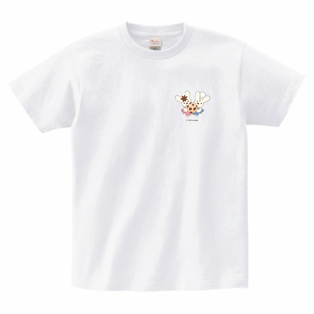 Tシャツ　胸元　ダブルうさぎ　ホワイト　S/M/L/XL