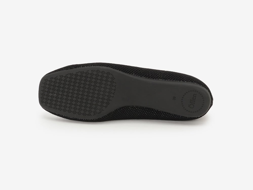 極美品 offen オッフェン スカラップパターン フラットシューズ 黒 23 square-LINEFER / BLACK | Offen