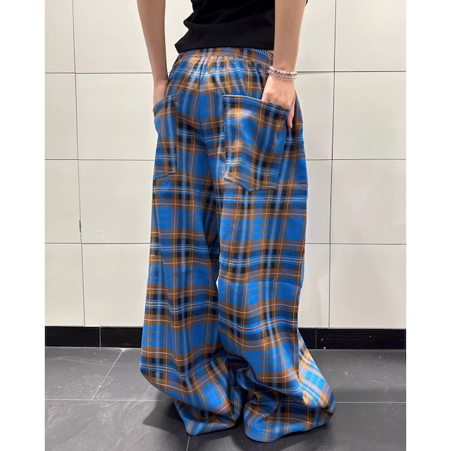 レトロチェックリラックスラインパンツ 2col R02105