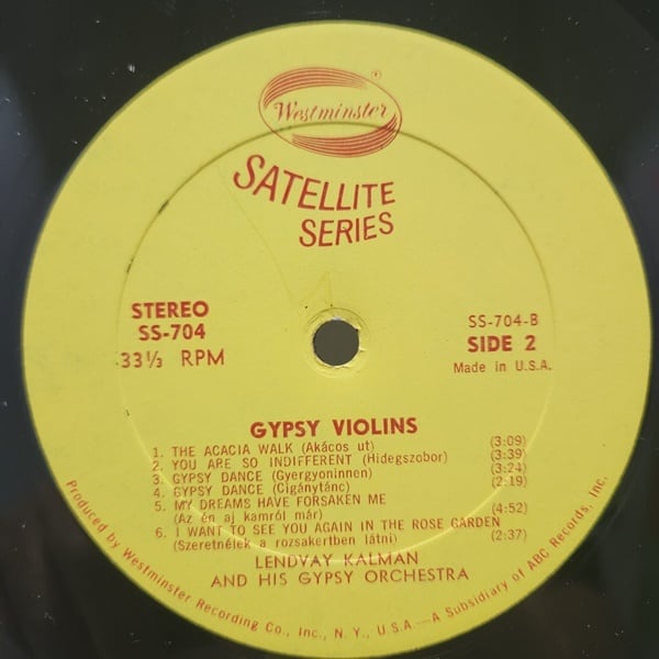 Kalman Lendvay And His Gypsy Orchestra / Gypsy Violins [SS-704] - 画像4