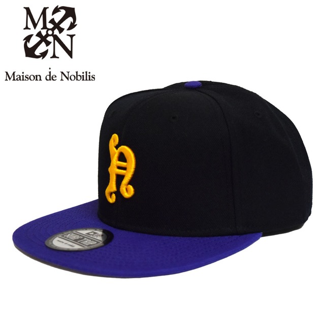 N Logo 6Panel Snap Back Cap Black×Purple