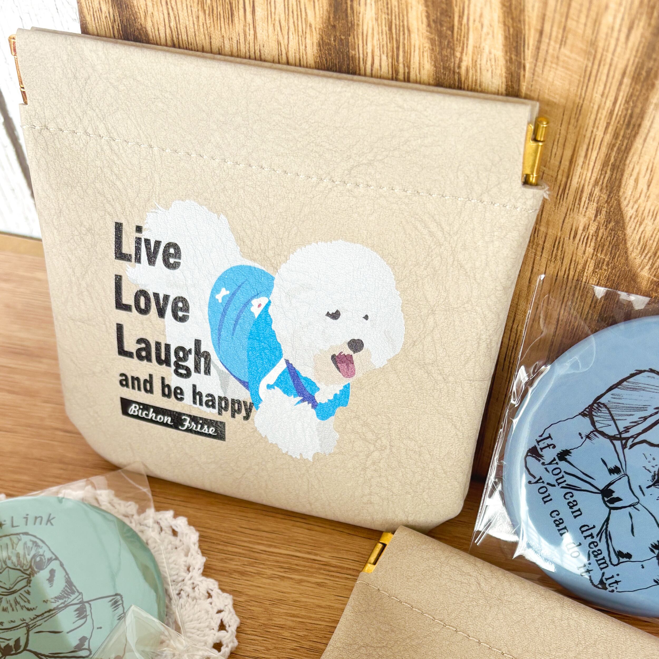 ビションフリーゼ好きに贈る】ハッピースマイル バネ口ポーチ mini