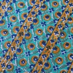 ブロックプリント生地【50cm単位】インド綿  ストライプ柄 グリーン×オレンジ×紺色 #60236-GR3