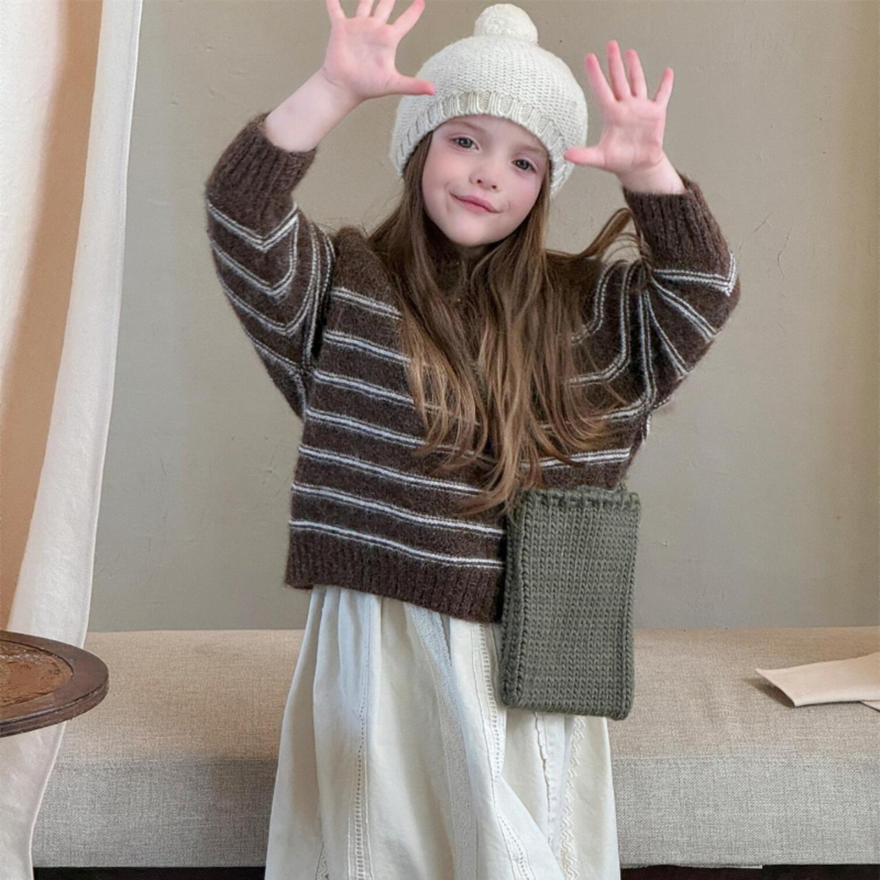 秋レトロボーダーセーター