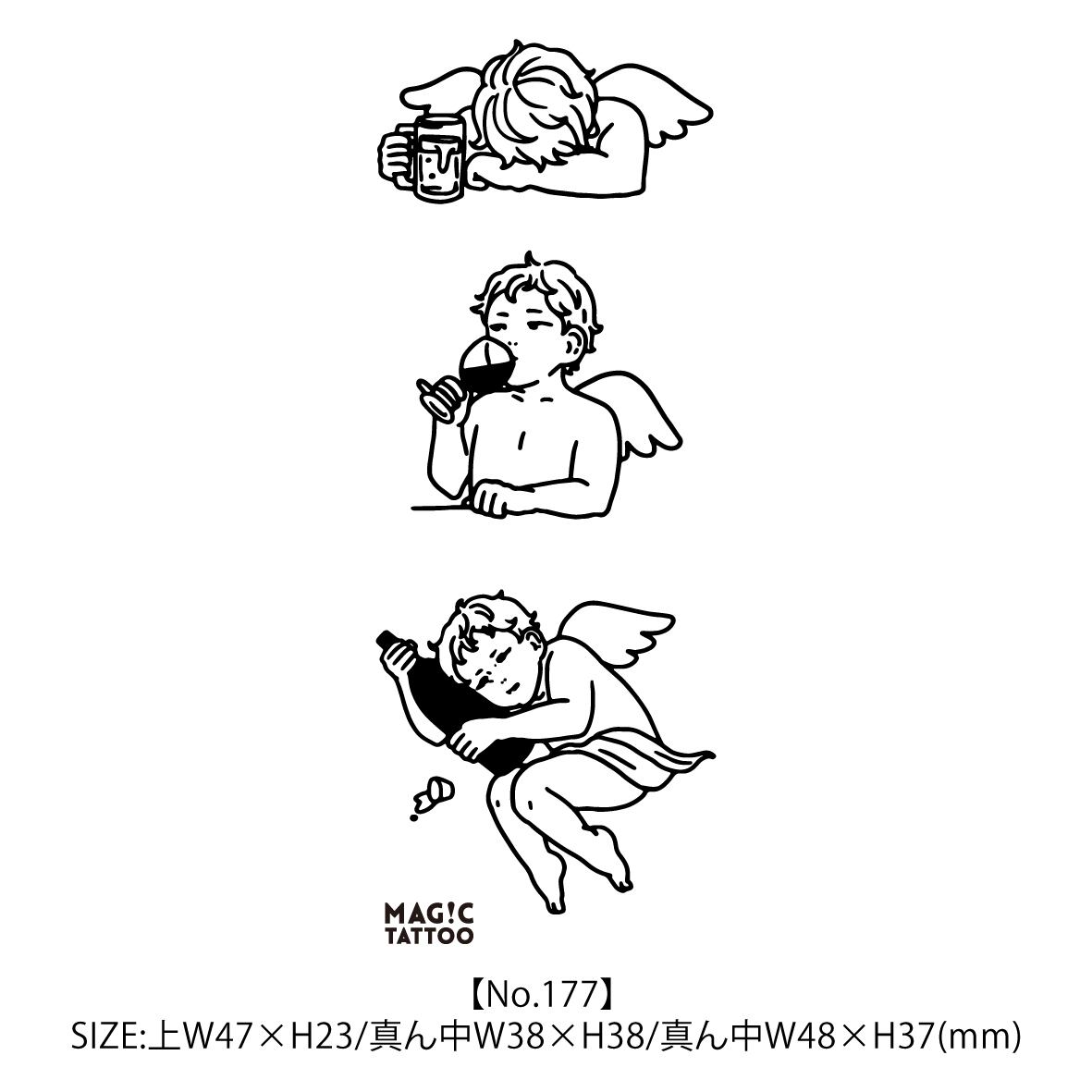 ‪☆ マジックタトゥー エンジェル スカル タトゥーシール 2週間で消える No.177_Drinking angel / 2週間肌を染める MAG!C TATTOO,マジック