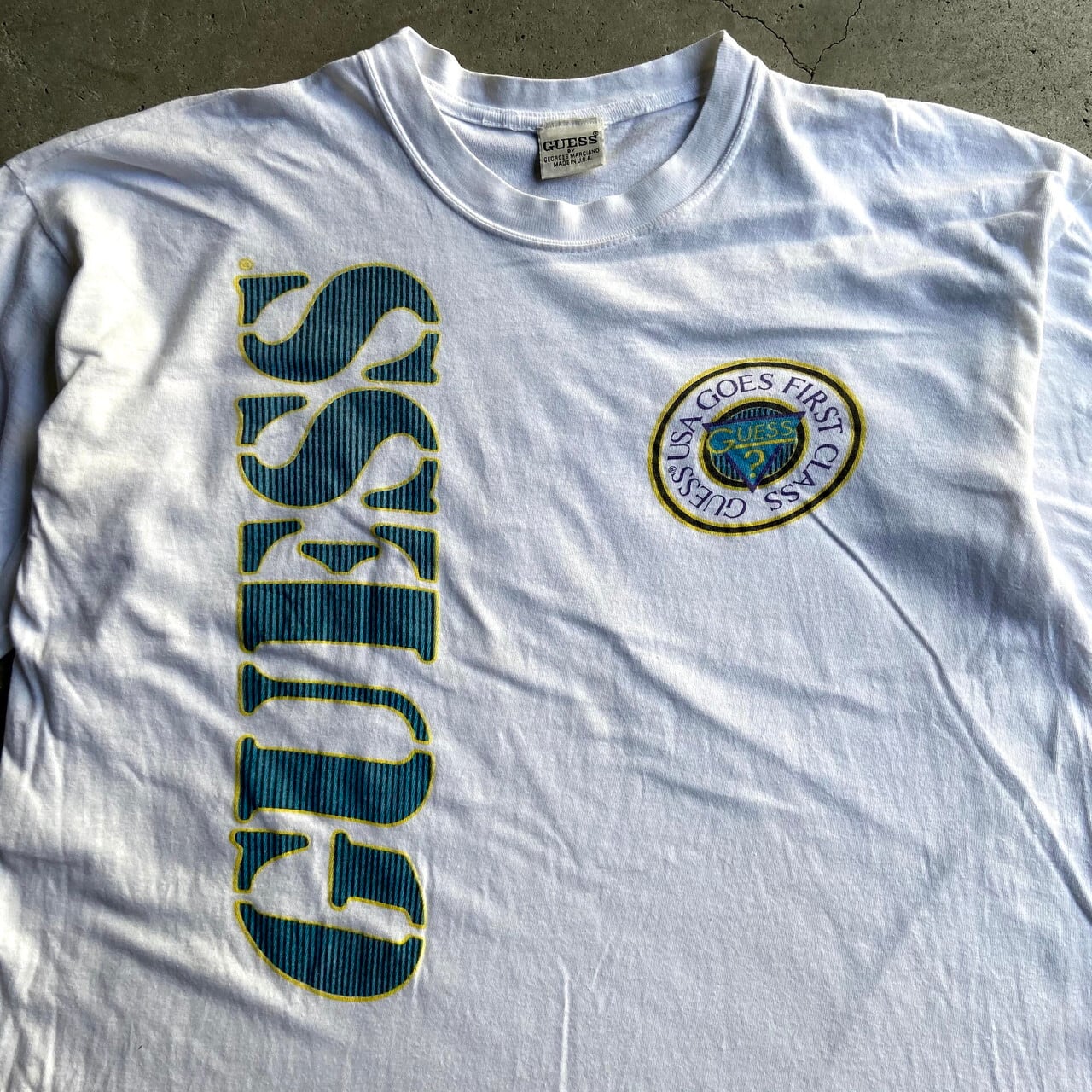 レア90s USA製 GUESS ゲス Ｔシャツ XL 白 ホワイト 厚手