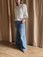 sculptural embroidery puff sleeve shirt-5275-6
