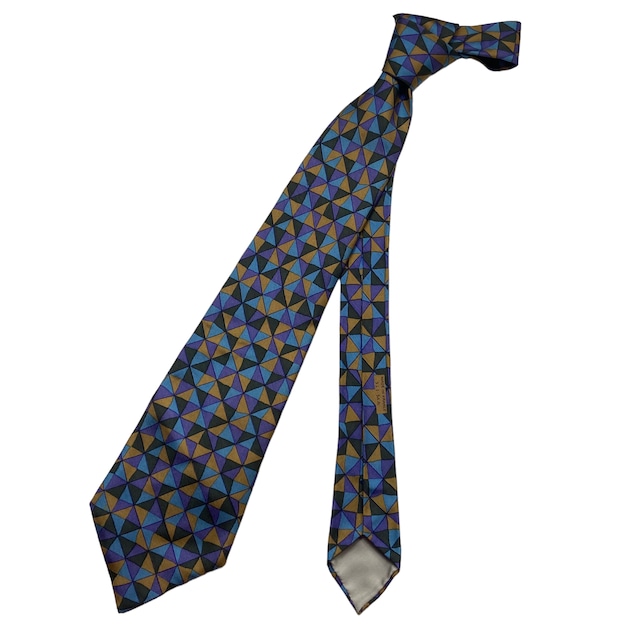 HERMES geometric print silk tie