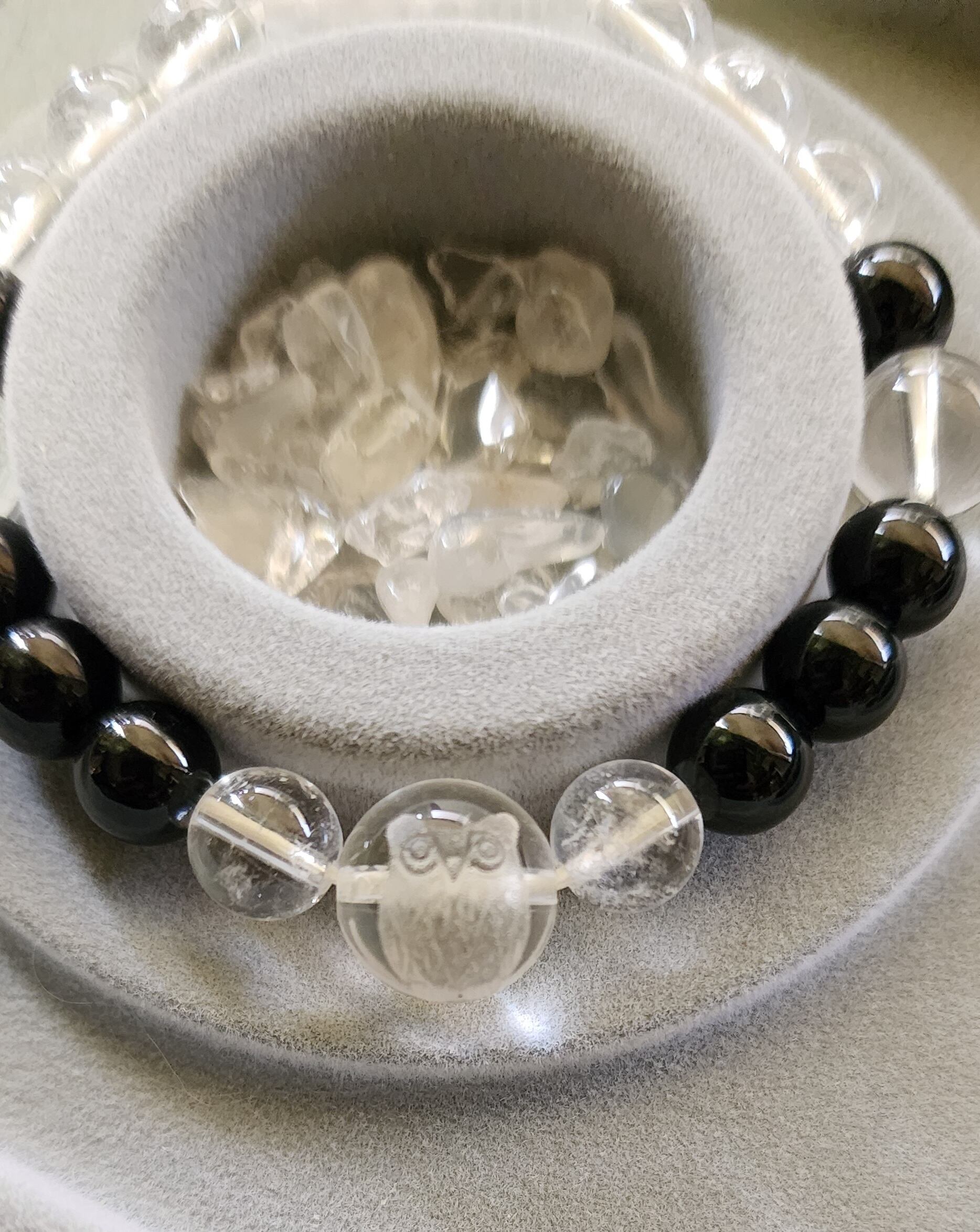 梟　福を呼ぶ マニ車　翡翠　ヒマラヤ水晶　フクロウブレス 023 梟 福を呼ぶ マニ車 翡翠 ヒマラヤ水晶 フクロウブレス 023 【公式通販】