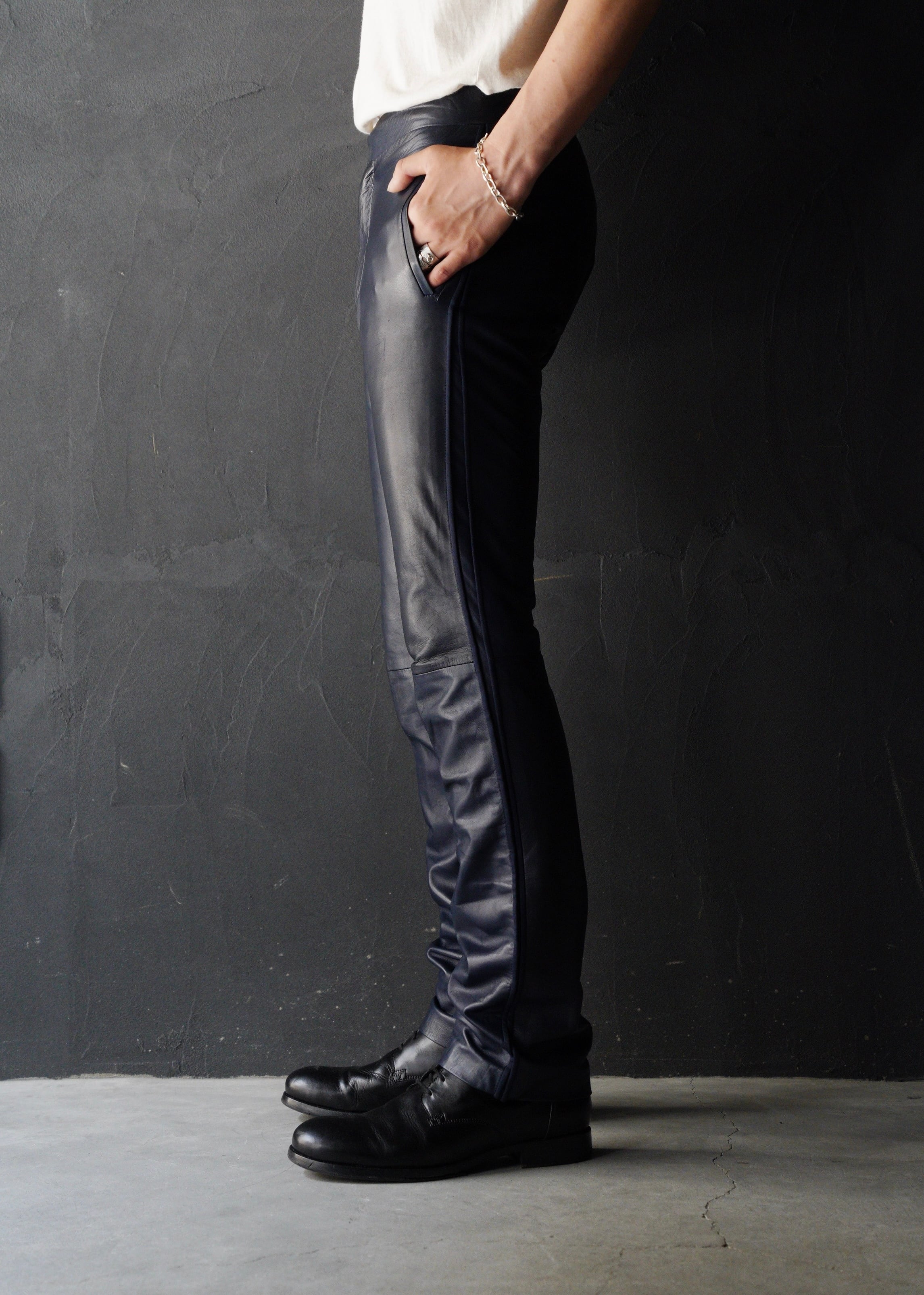 RUFFO 総レザーパンツ RUFFO RESEARCH 01SS piping straight leather trousers by