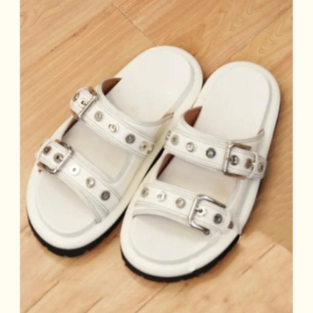 metal decoration square toe buckle sandal　2litr03301