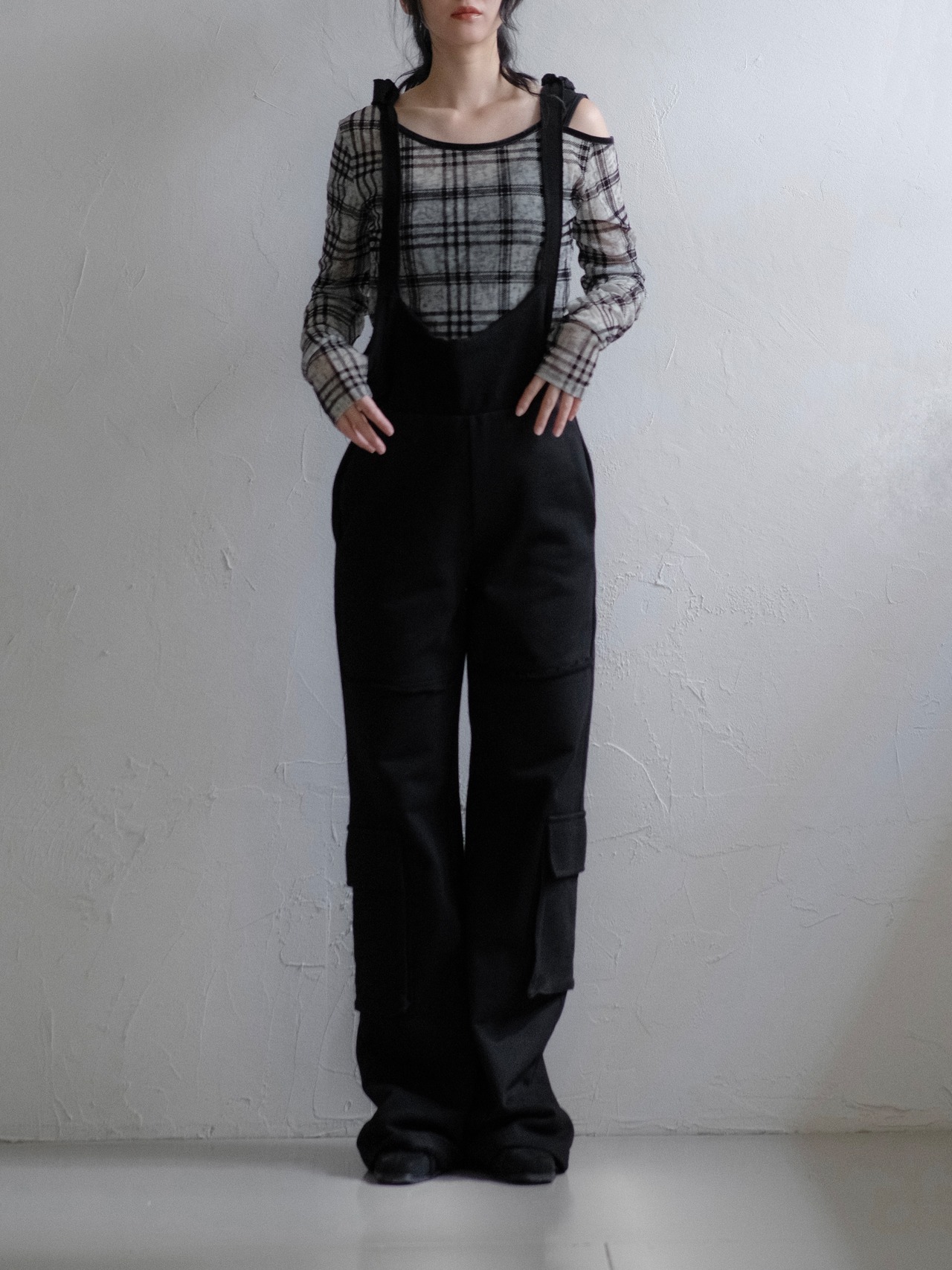 Suspender Cargo Pants / BLACK - 1