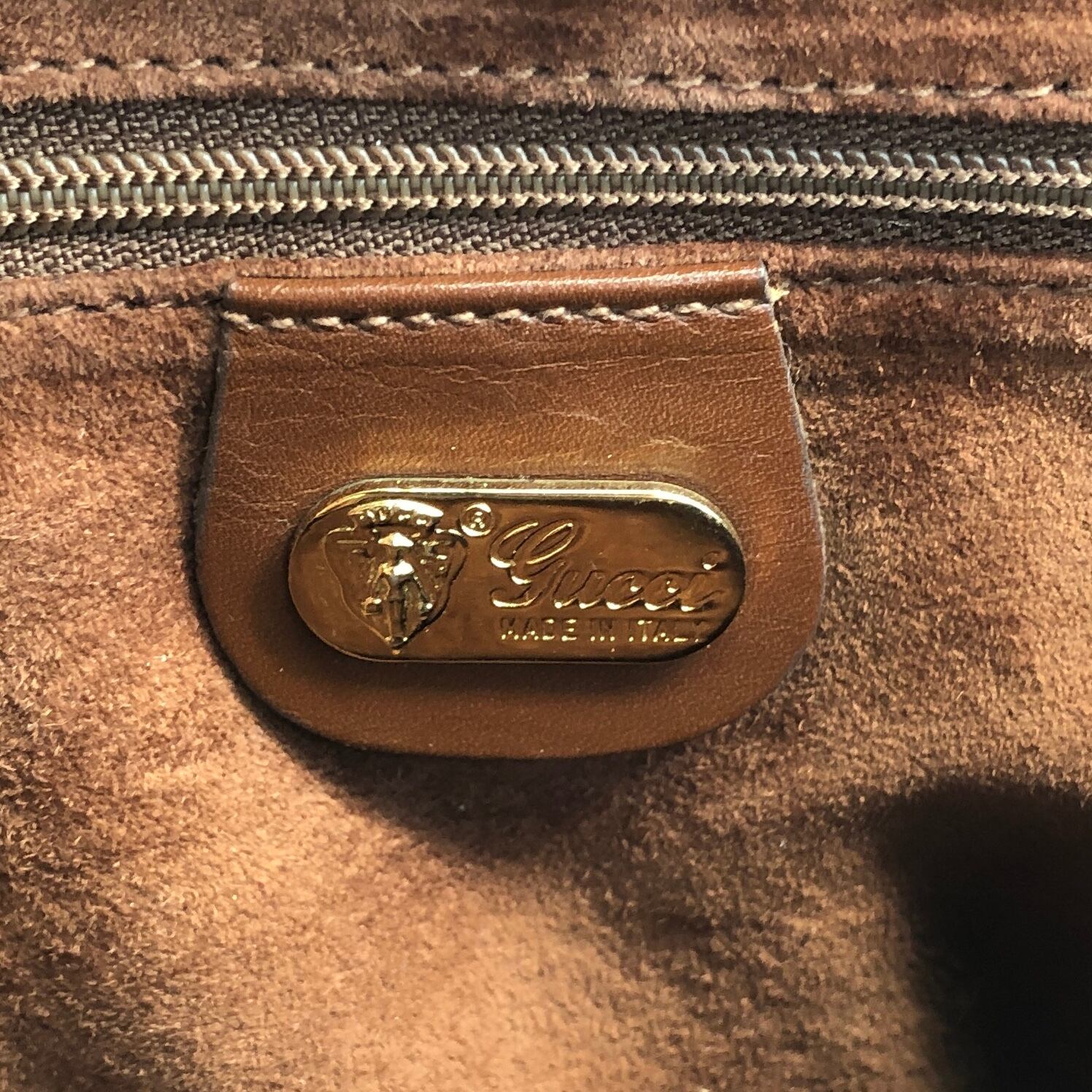 GUCCI グッチ ショルダーバッグ ブラウン 型押し レザー vintage