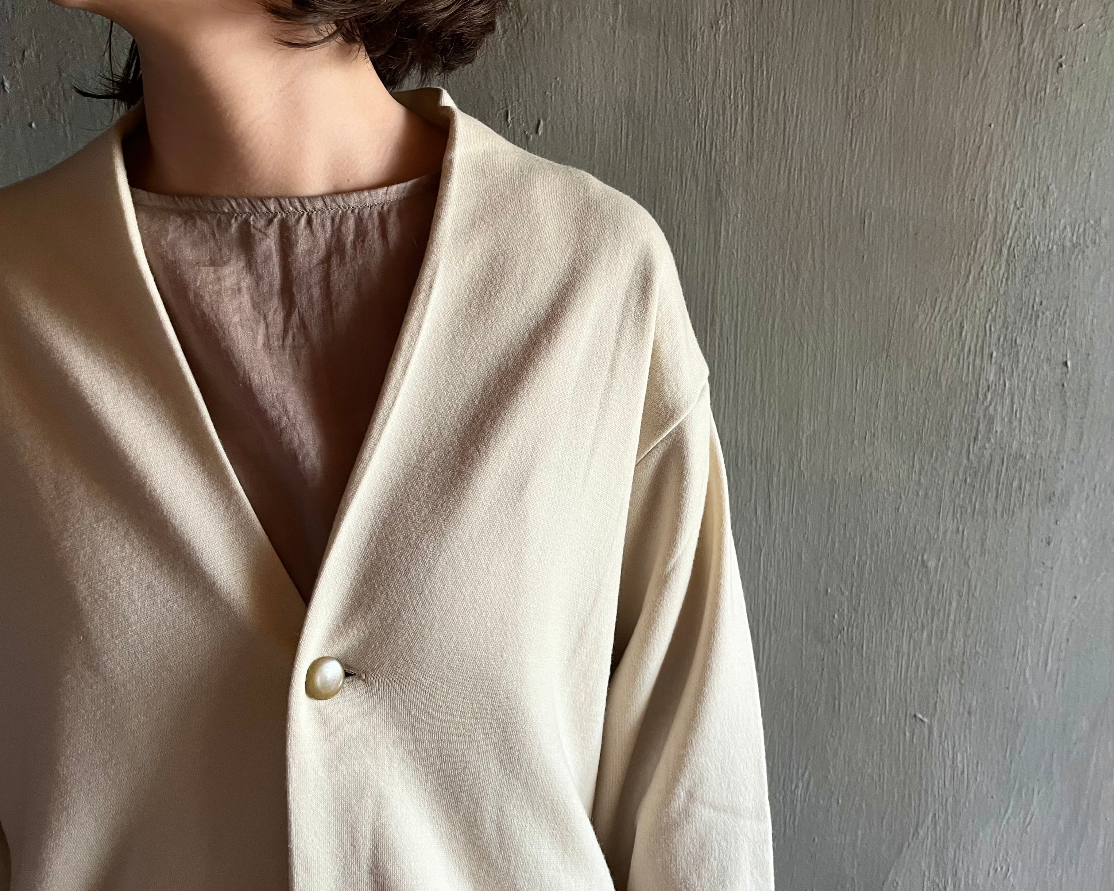 MITTAN｜super120'sウール裏毛カーディガン 白茶 T-31 | CORNER_122