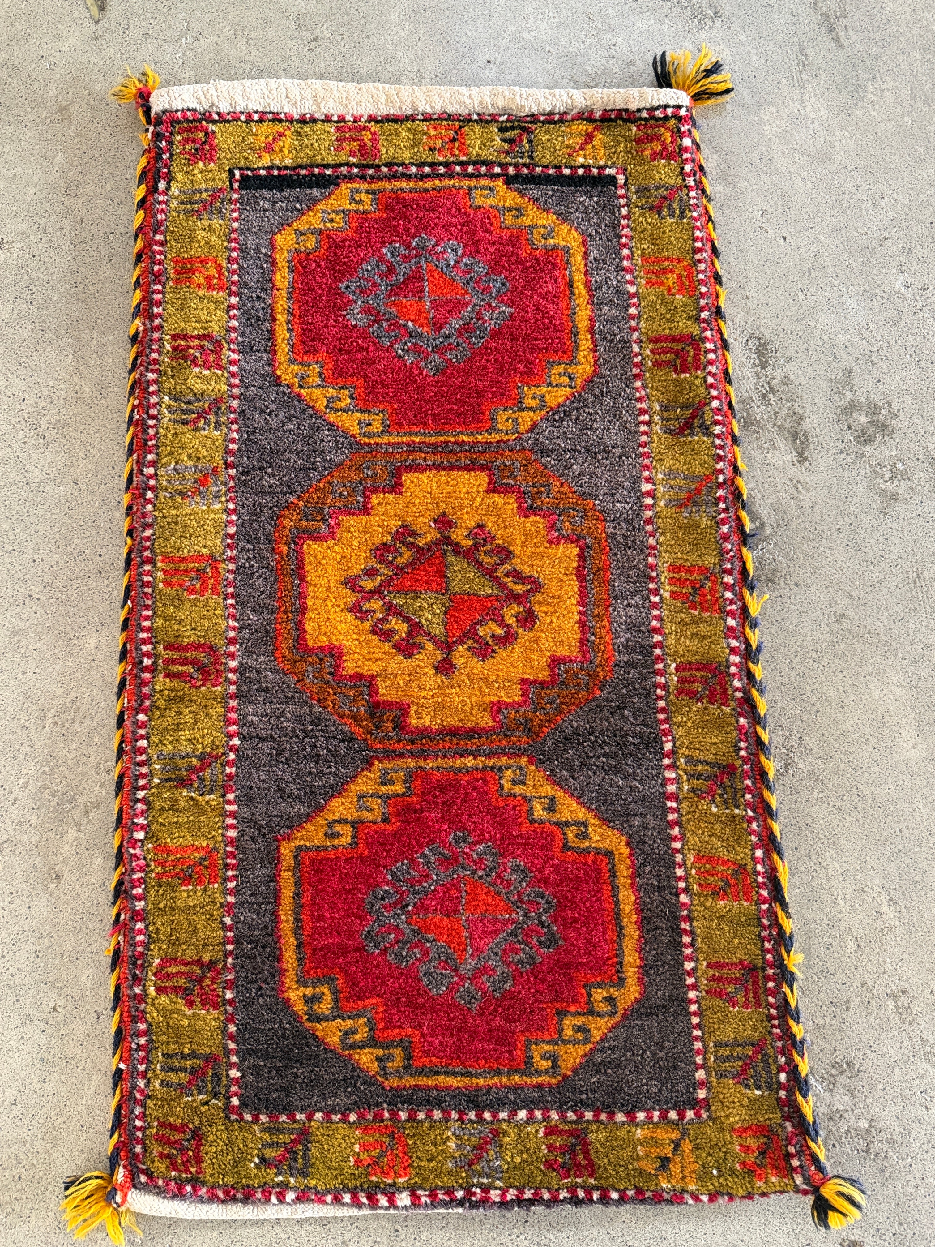 【送料込み】ヴィンテージ 3WAYトルコラグ キリム 猫袋 55x105