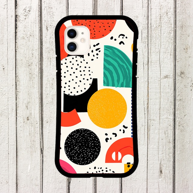 受注生産 iPhoneケース 赤黄黒の丸ドットポップ柄｜レトロポップ PABS017C