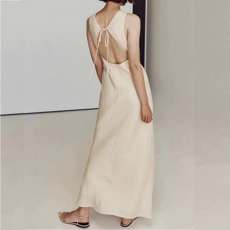 simple backless A-line dress W00441