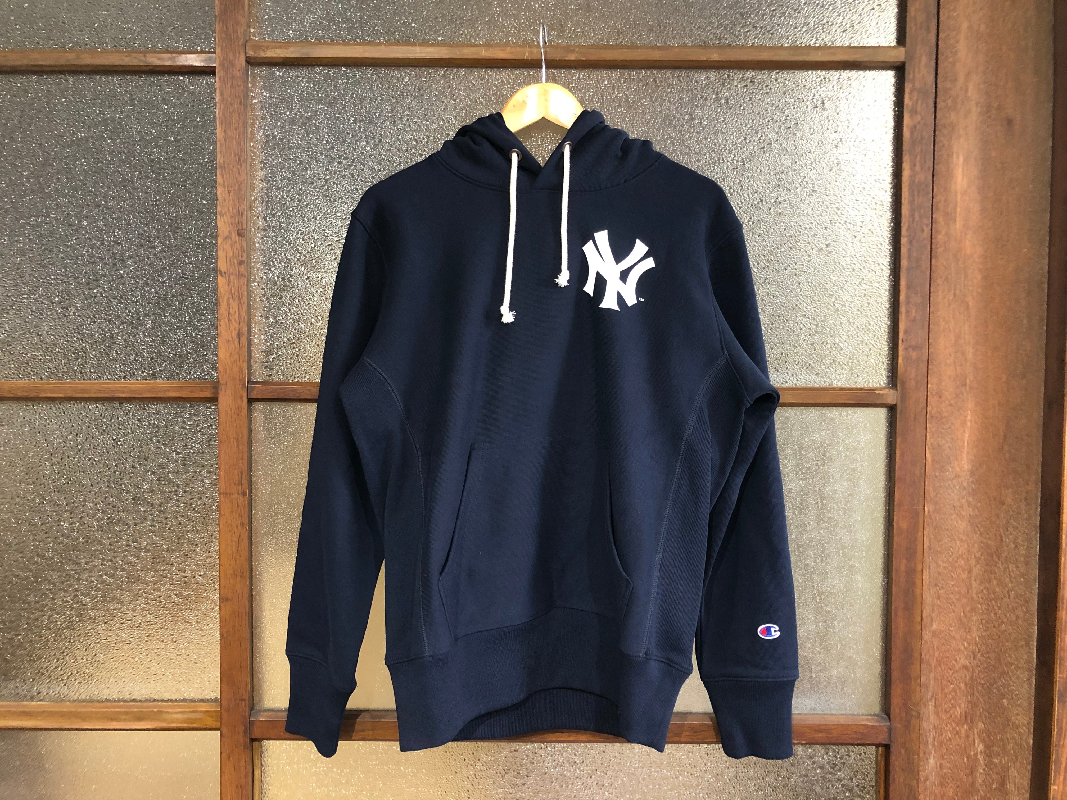 CHAMPION REVERSE WEAVE NEW YORK YANKEES HOODIE (DARK NAVY) | 