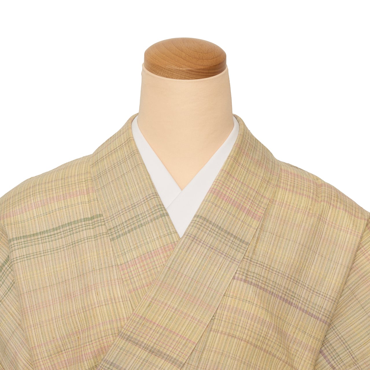 変り格子模様 紅花紬 袷着物【中古】 | かわの屋