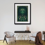 Emerald Oracle｜叡智と再生を象徴する神秘的ポートレートアート｜緑の秩序が空間を整える一枚｜A4ポスター