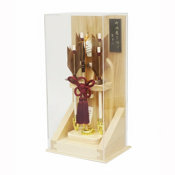 破魔弓 平安道翠監修 13号 勇 寄木細工仕上げ高級総桧造りケース飾り