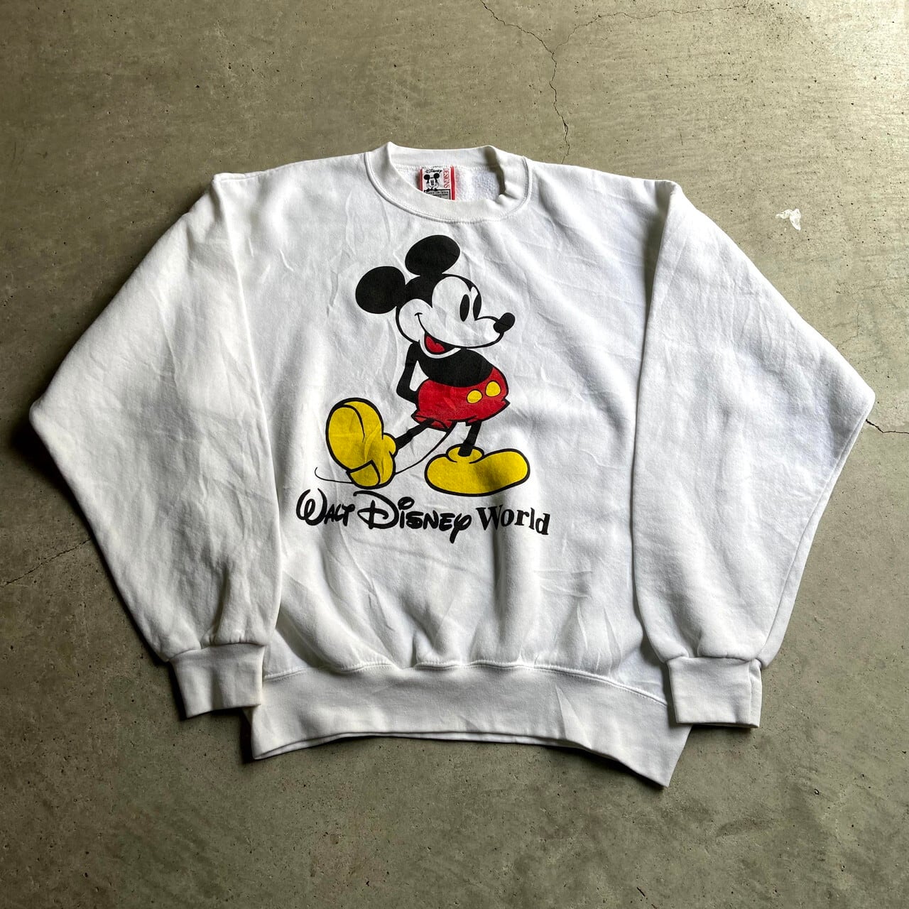 90年代 Disney DESIGNS MICKEY MOUSE ミッキーマウス キャラクタースウェットシャツ トレーナー USA製 メンズL ヴィンテージ /eaa367184