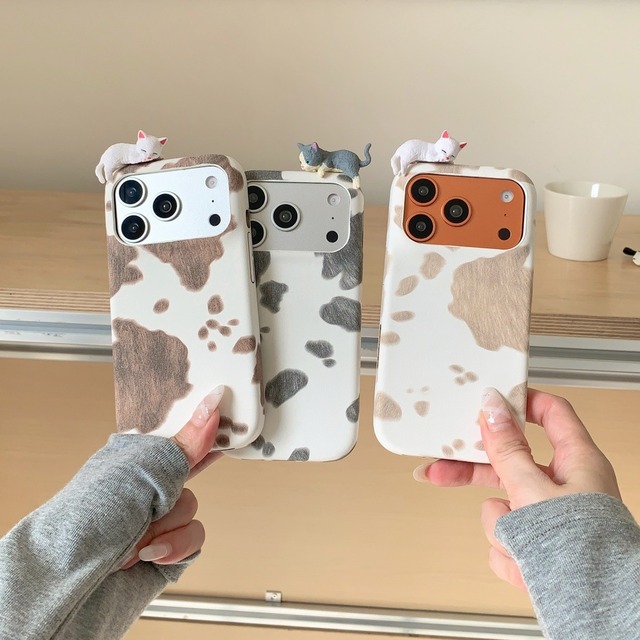 【iPhone17】iPhoneケース スマホケース おしゃれ 韓国 猫 ネコ キャット ドット ブラウン 茶色 ベージュ グレー  大人 かわいい シンプル インスタ映え カバー シンプル 可愛い  男女兼用 ペア お揃い