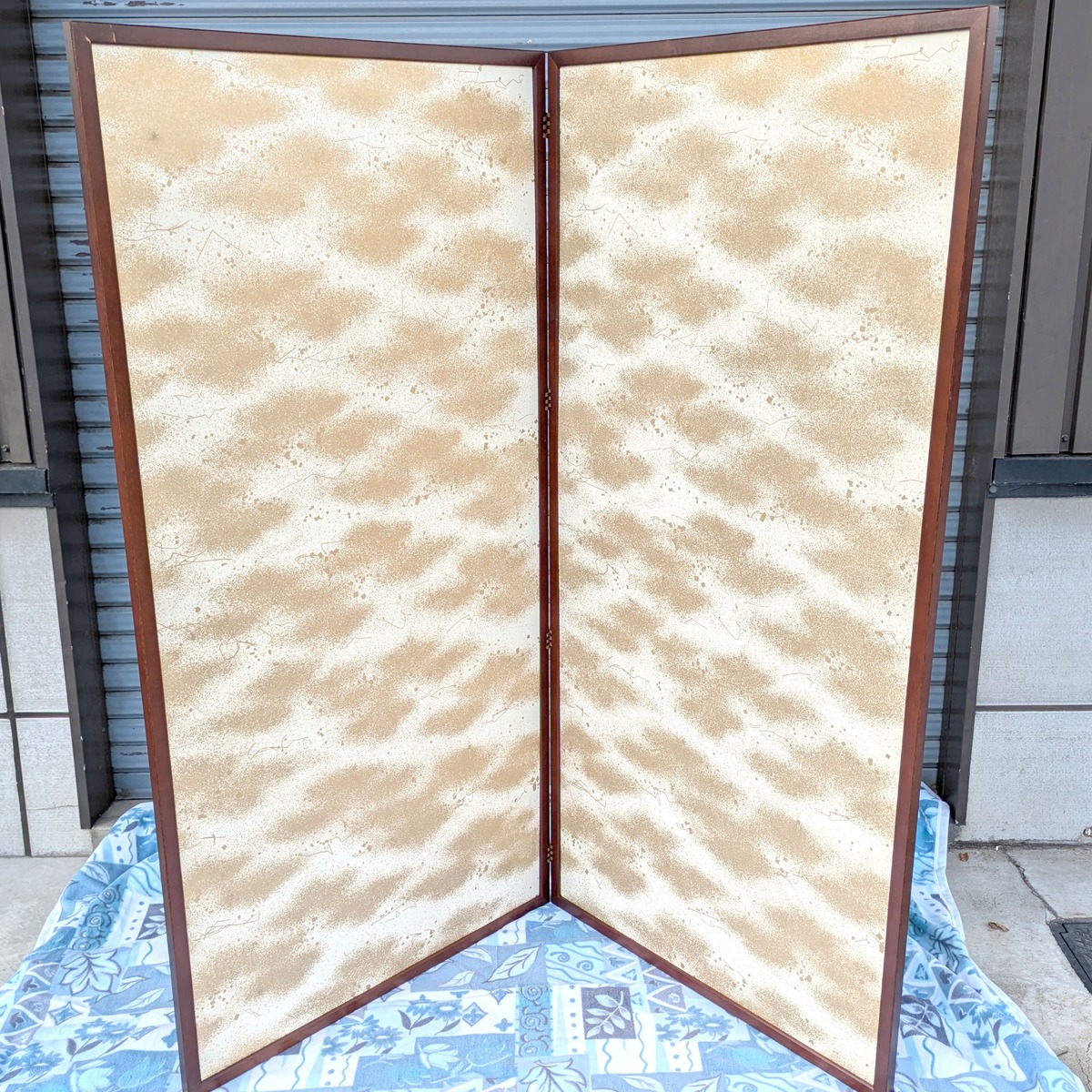 水屋屏風・二枚折・間仕切・金散らし/無地・両面使い・茶道具・No 