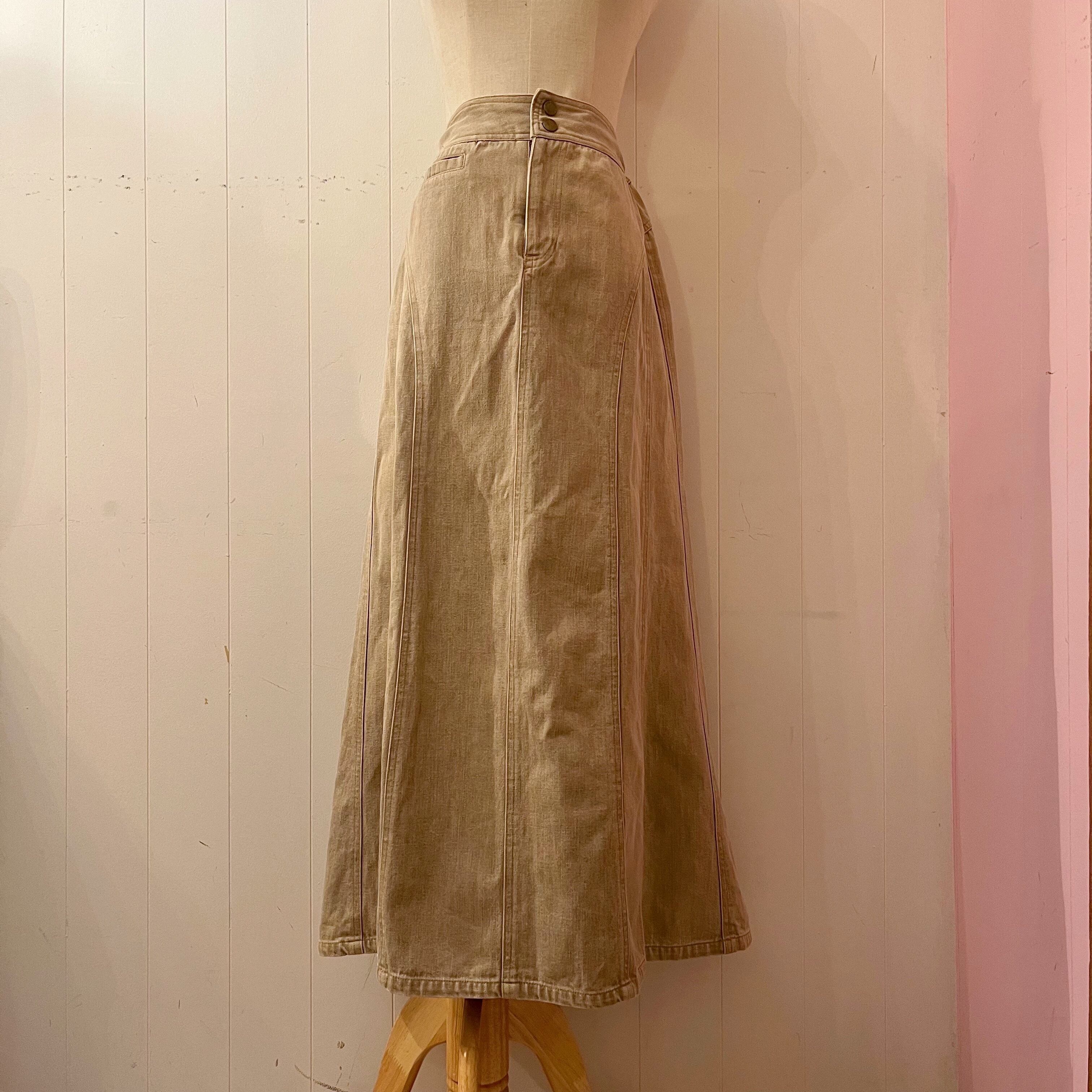 PINKHOUSE / beige denim long skirt