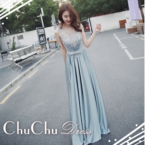 エレガント華やかビジュー装飾ノースリーブロングドレス(背中紐) XF002 エレガント華やかビジュー装飾ノースリーブロングドレス(背中紐) XF002