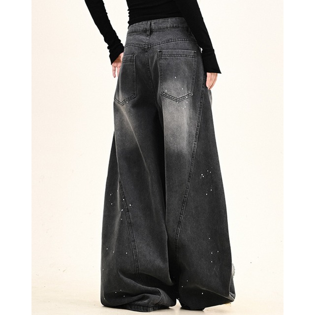 washed paint wide leg denim　ウォッシュペイントワイドレッグデニム　J0663