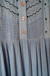 Misty blue embroidered maxi dress