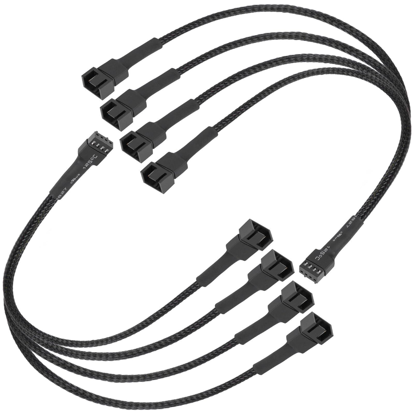 【新着特価】upHere PWMファン用延長電源ケーブル 4分岐ケーブル 3本3ピンと1本4ピンファン対応 PCケースファン増設用 Y字型 2本【FH4-2】