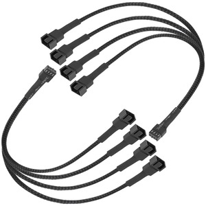 【新着特価】upHere PWMファン用延長電源ケーブル 4分岐ケーブル 3本3ピンと1本4ピンファン対応 PCケースファン増設用 Y字型 2本【FH4-2】