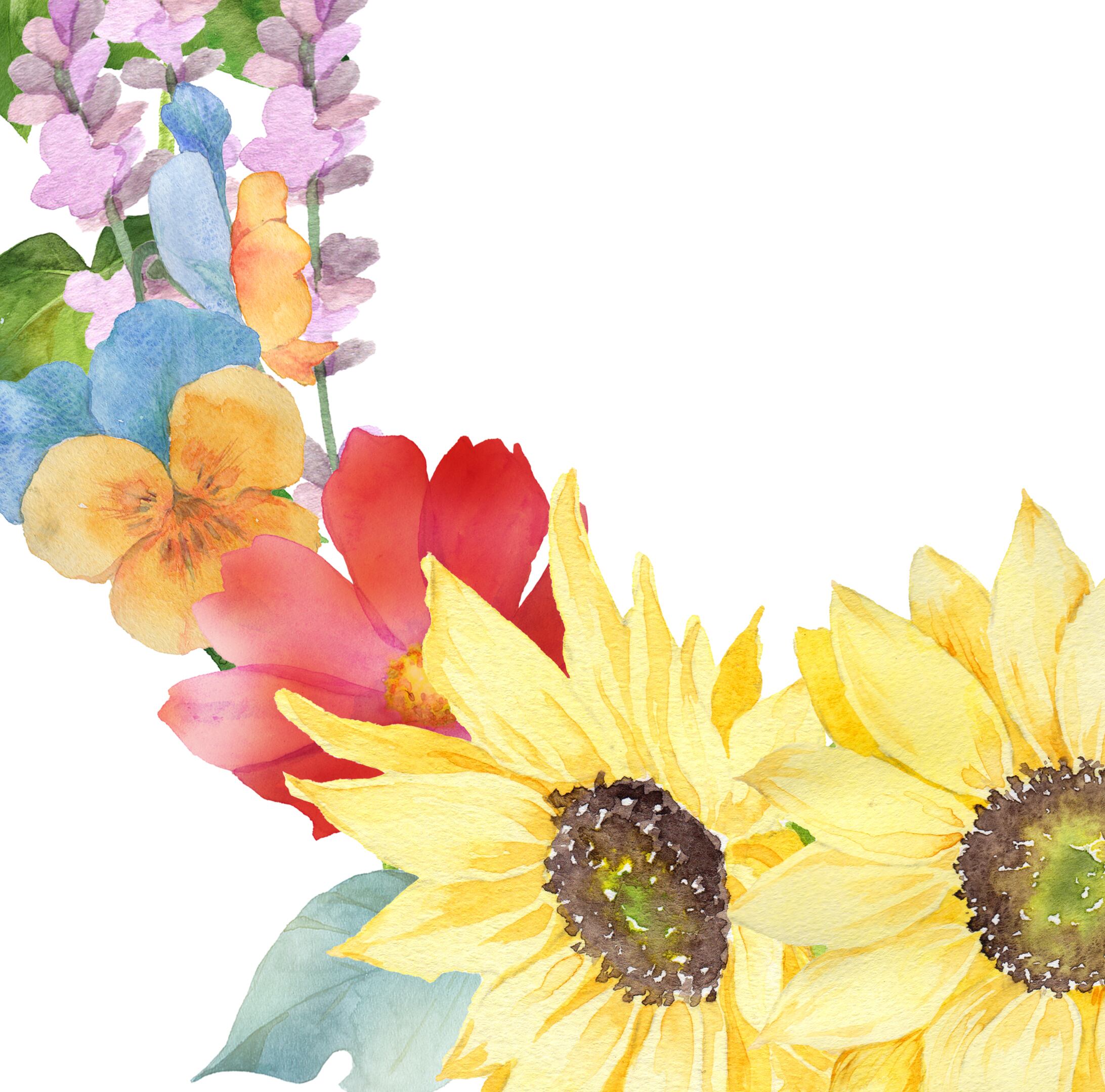 カラフルな花の華やかなリース PNG画像 | イラスト素材屋