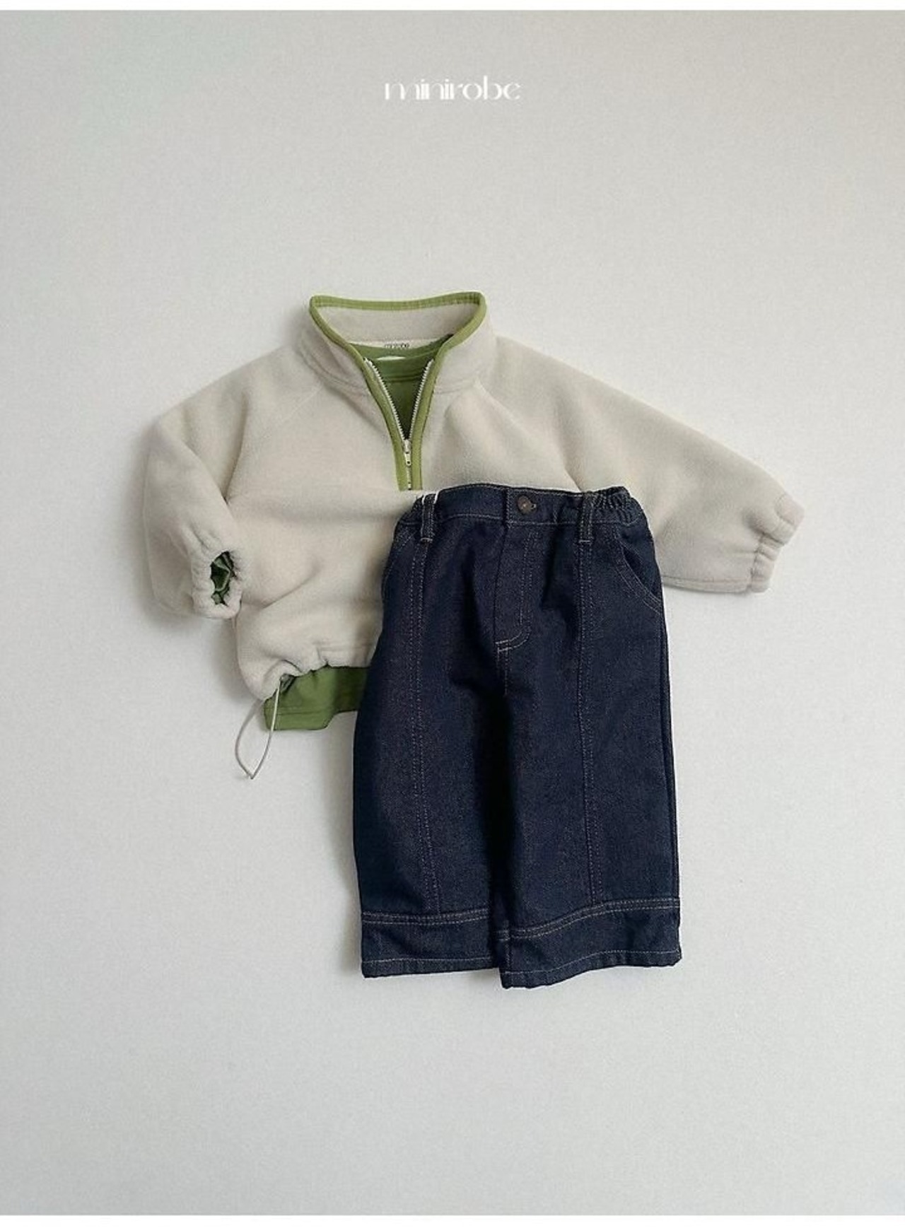 〖取寄〗韓国子供服 / 26winter / minirobe / ツートンフリースハーフジップ / キッズ *S~XL*