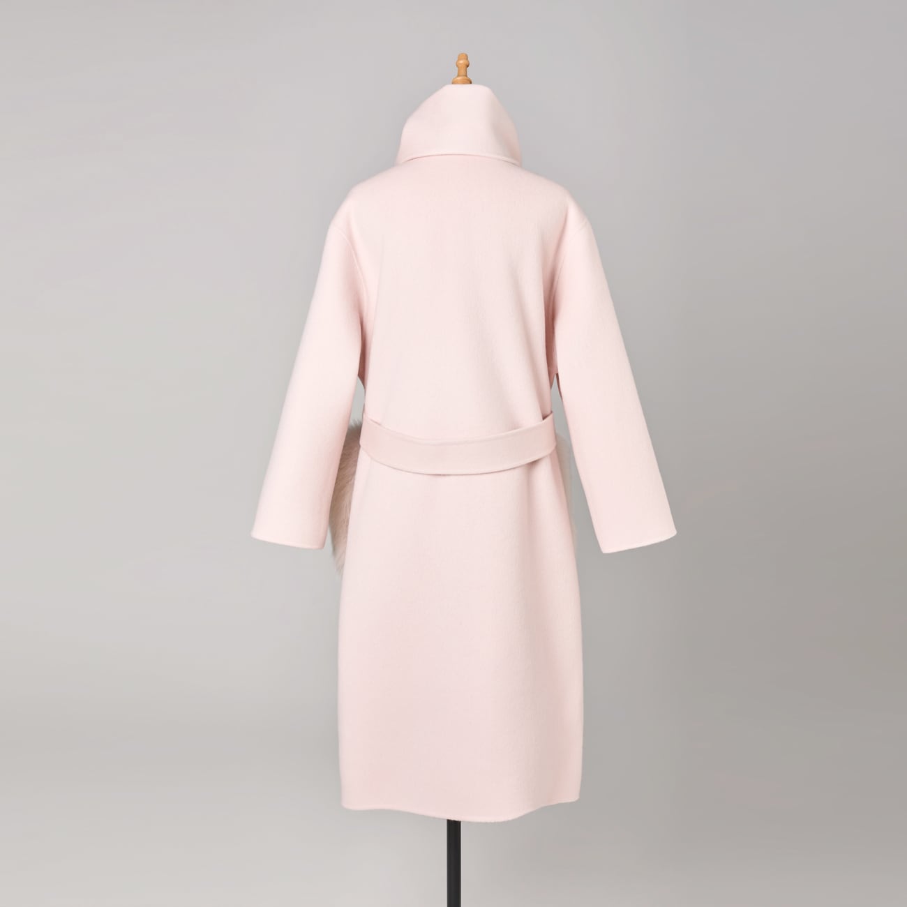 ストール＆フォックスファーポケット付き ウールロングコート SPS-2025