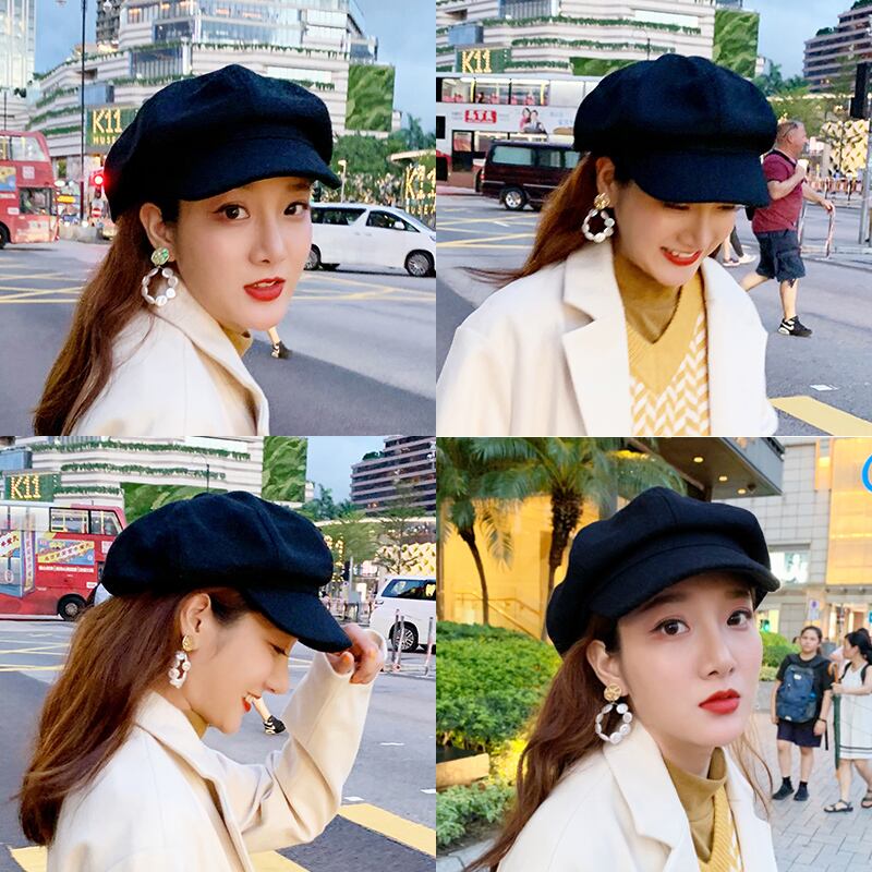 スプリングオータムブラックスタンダードウィンターレッド レトロ 帽子 春物 秋物 冬物 ベレット ヘアアクセサリー ブラック・アイド・ピーズ68352467580